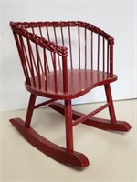 Doll Size Red Wood Rocking Chair