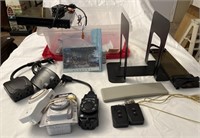 assorted electronics and timers w tote
