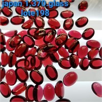 JAPAN VTG 14x10MM GLASS OVAL RUBY STONES 1.37 KG
