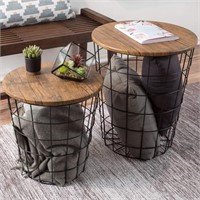 Lavish Home Set of 2 Nesting Storage Side Tables