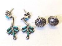 3 Pairs of Sterling Silver SW earrings with
