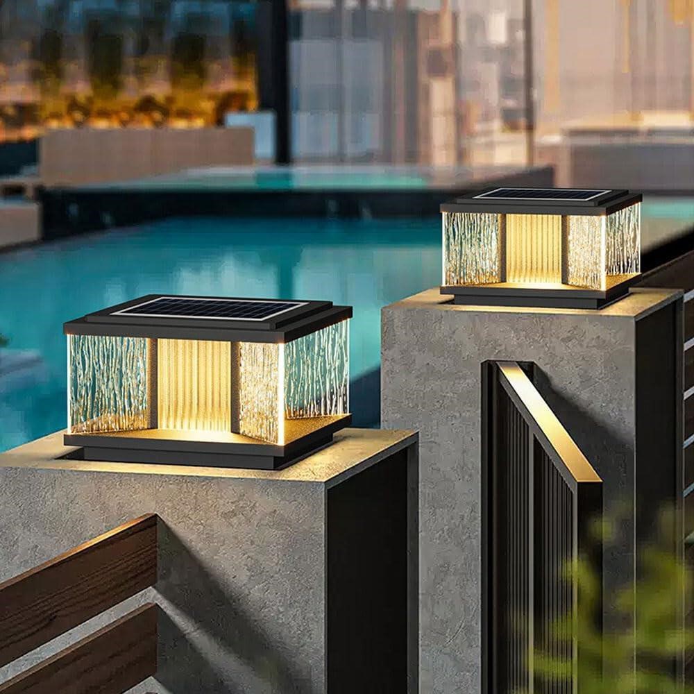 DAHGEO Solar Outdoor Post Lights Landscape Path La