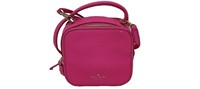 Pink Pebble Leather Small Square Crossbody Bag