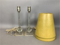 Pair of Clear Glass Boudoir Lamps