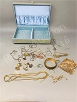 small jewelry box & misc jewelry