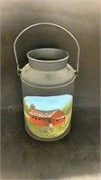 Milk Can With Painted Barn