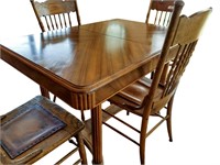 1930's Waterfall Dining Table & Antique Chairs