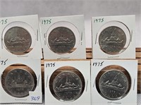 6-1975 1 DOLLAR COINS
