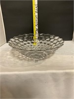 10” round clear glass bowl with legs