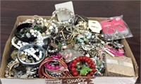Box tray lot of costume and vintage jewelry