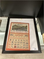 Advertising Framed 1944 Lititz Machinery Calendar.