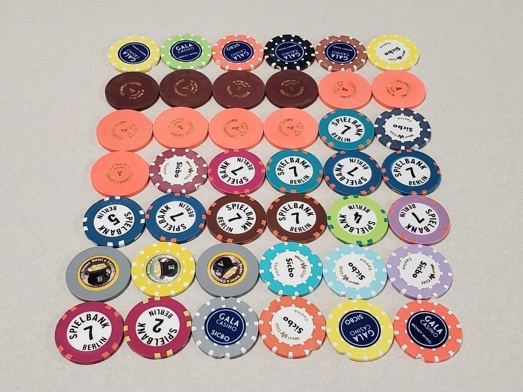 42 Foreign & Domestic Casino Chips