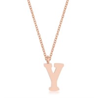 Rose Goldtone Initial Capital Letter "y" Necklace