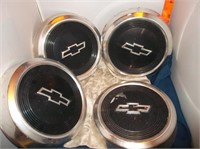 4 Vtg 10" Chevy Dog Dish Aluminum Hub Caps