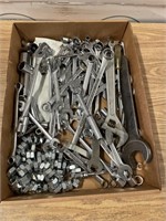 Flat of wrenches, sockets, socket wrenches & more