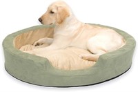 K&H Heated Pet Bed Large 31 X 24 X 6 ", Sage/Tan