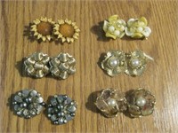 Six Assorted Pairs Clip-On Fashion Earrings