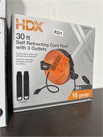 Hdx self retracting cord reel with 3 outlets