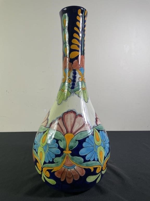 Hand Painted Ceramic Mexican Talavera Vase (A)