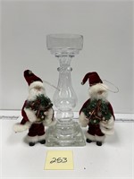 Santa Statues Figural Decor & Large Candleholder
