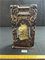 Inlaid Silver Wood & Brass Asian Style Bell