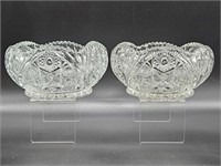 Pair Smith Glass Clear Bowls w/ Star & Arch