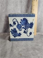 CHINESE OPIUM PILLOW IN BLUE & WHITE FOO DOG DECOR