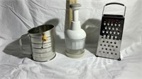 Cheese grader, chopper, and sifter