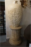 Large stone modern vase and pedestal