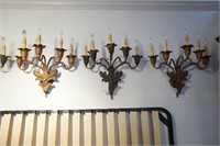 7 - 4 Light gold leaf wall sconces