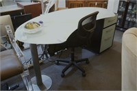 Modern desk - glass top w chair