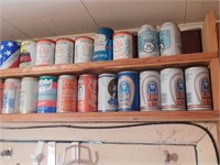 All the beer cans on two shelves
