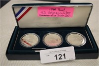 1994 PROOF US VETERANS SILVER COMM 3 COIN SET