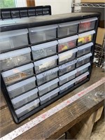 Plastic drawer organizer filled with electrical