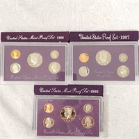 1987-1988-1993 U.S. Mint Proof Sets