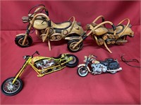 Handcrafted wood motorcycles, antique Harley