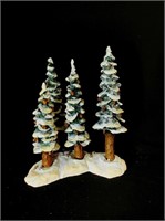 Department 56 Village porcelain pine trees with a