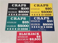 5 Casin Table Game Signs