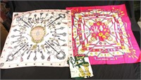 Set Of Three Hermes Silk Scarves