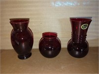 Royal Ruby Anchor glass vases