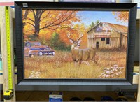 28x40 Whitetail Buck on Farm Hanging Art Canvas