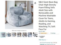 W782 N&V Giant Bean Bag Chair-Sofa Adult Size