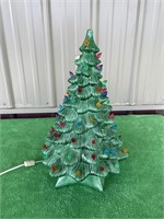 Vintage ceramic lighted Christmas tree, 17"