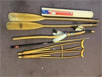 Wood boat oars, all around light 36 inch stowaway