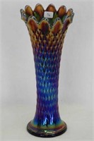 Diamond Point 10 1/2" vase - blue