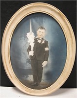 Framed Oval Color Antique Photo Art 16.5" x 22.5"