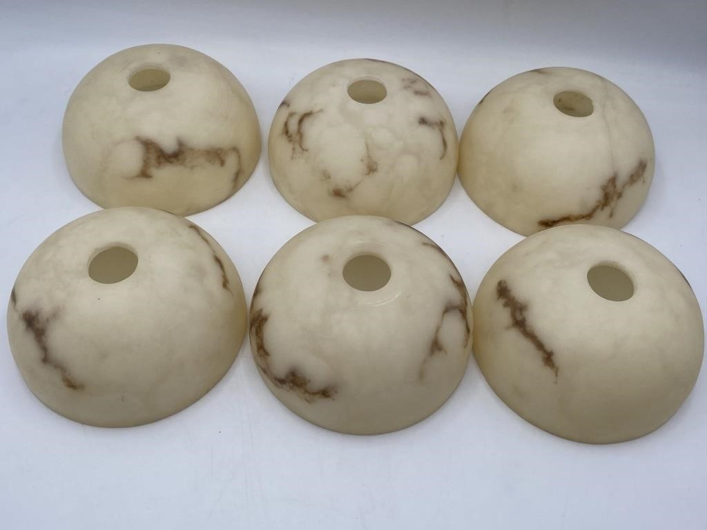 6 Alabaster Light Globes , 1 Has been broken &