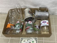 Vintage advertising glass lot A&W Budweiser and