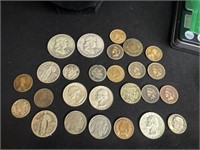 Assorted Old Coins Silver halves quarter and