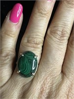 Sterling Malachite Ring size 6.5